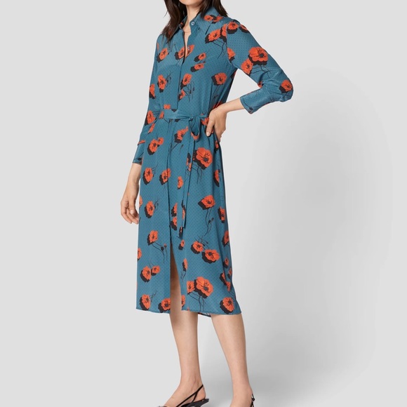 EQUIPMENT Tapestry Poppy Multi Crysta Silk Dress - Picture 1 of 6